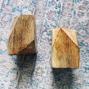 Geometric wooden book ends